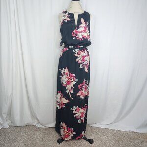 Talbots Maxi Dress Medium Blue Floral